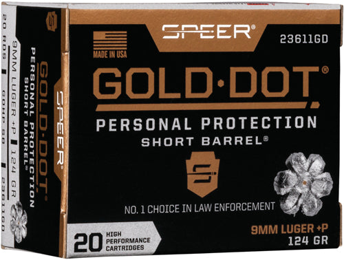SPEER GOLD DOT SHORT BBL 9MM